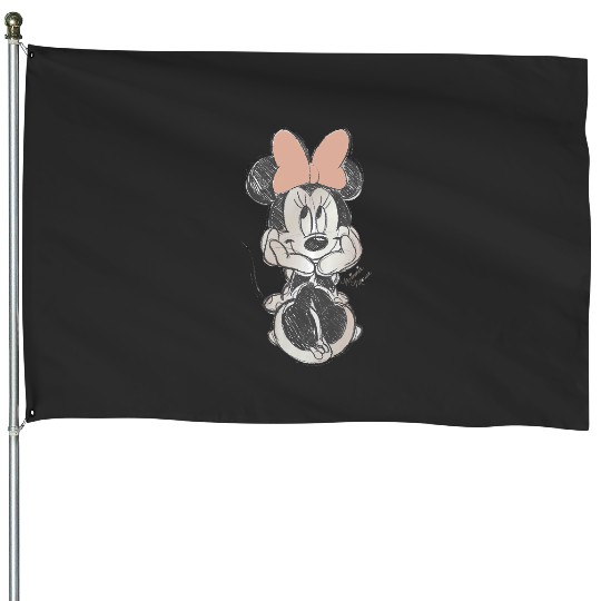 Disney Minnie Mouse Classic Sketch Cute Vintage Portrait House Flags, Mickey And Friends House Flags, WDW Magic Kingdom Disneyland Family Vacation Gift