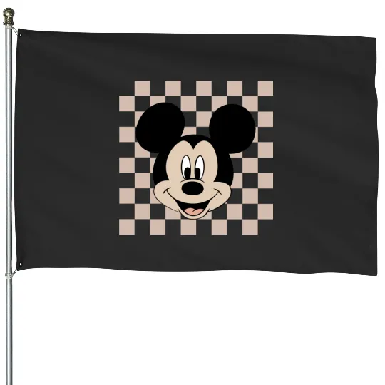 Mickey Checkered  House Flags, Vintage Mickey Mouse House Flags, Disney Family Trip House Flags