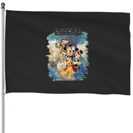  Color Disney Animal Kingdom House Flags, Mickey Safari Vintage House Flags