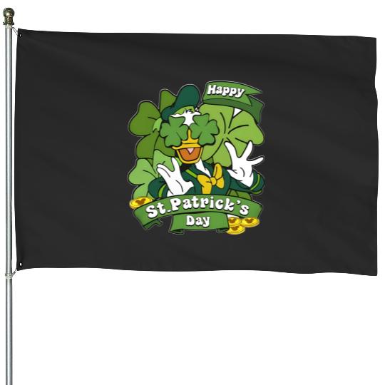 Donald Duck Shamrock Happy St Patrick's Day House Flags / Disney St Patrick's Day House Flags / Disneyland Saint Patricks Trip / Disney Park Holiday