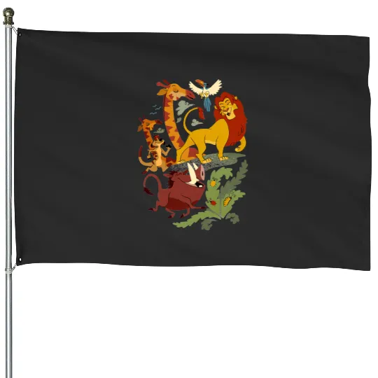 Vintage Disney Lion King House Flags, Retro Lion King Floral House Flags