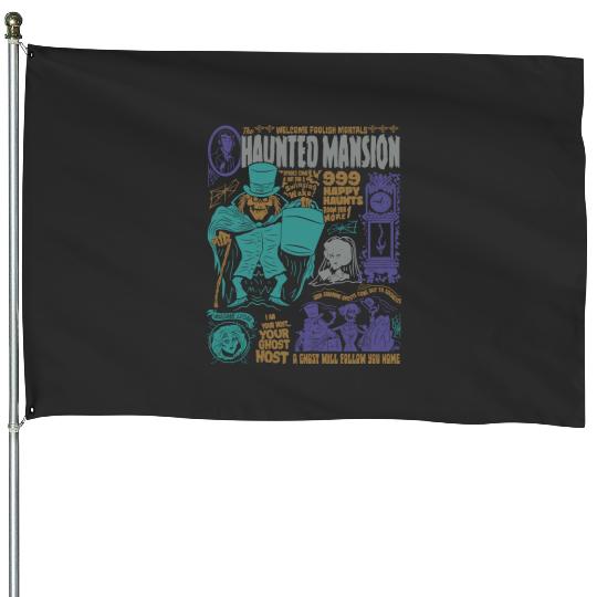 Retro Haunted Mansion House Flags, Vintage Disney House Flags, Spooky House Flags, Classic Disneyland Apparel, Classic Disney Ghost House Flags