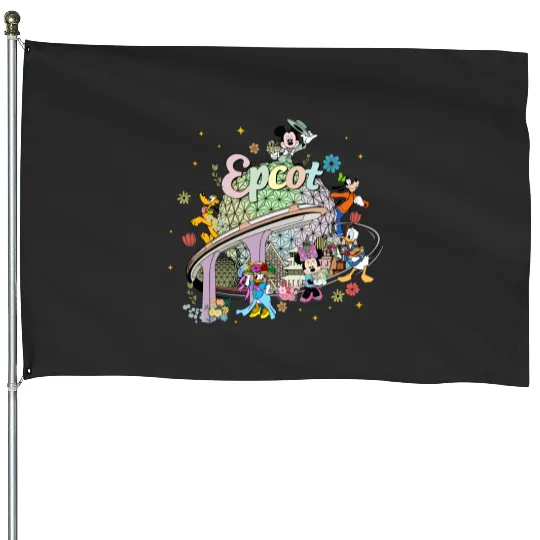 Disney Epcot House Flags, Vintage Epcot 1982 House Flags, Vintage Disney House Flags