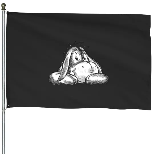 Disney Winnie The Pooh Cute Eeyore Portrait Sketch House Flags, Disneyland Vacation Trip House Flags