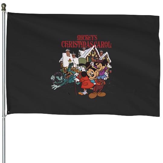 Mickey's Christmas Carol House Flags, Disney X-mas Holiday Movie House Flags
