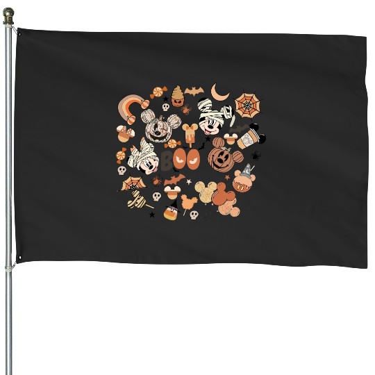 Disney Spooky Season House Flags, Vintage Disney Halloween House Flags