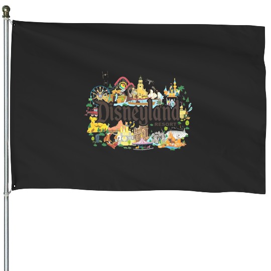 Vintage Disneyland House Flags, Disney House Flags, Magic Kingdom House Flags, Mickey and Friends