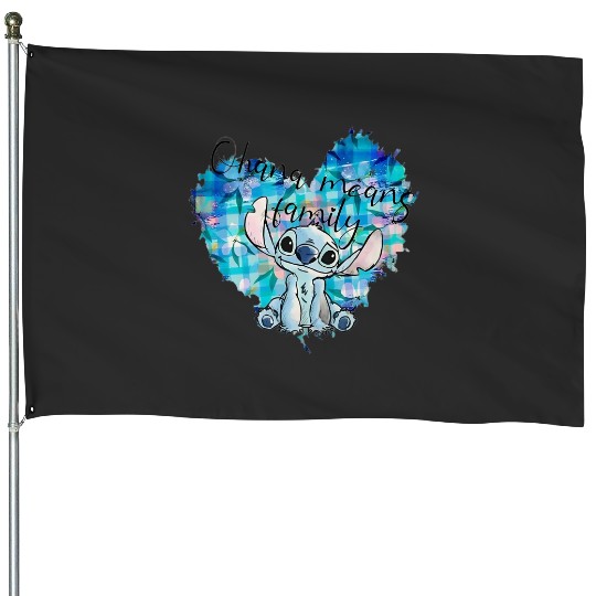Disney Stitch House Flags,Ohana Means Family House Flags, Disney Vacation House Flags