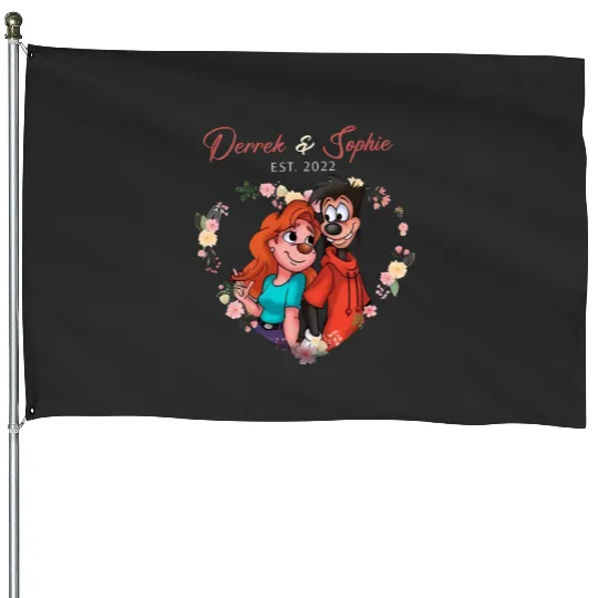 Disney Max and Roxanne Couple House Flags, A Goofy Movie Roxanne and Max Valentines House Flags