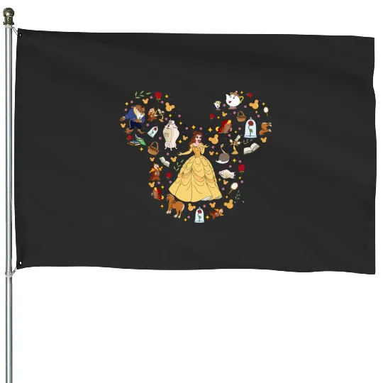 Princess Belle House Flags, Mickey Ear House Flags, Disney Trip House Flags