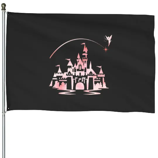 Disney castle tinkerbell House Flags, Magic castle House Flags, Disney trip House Flags