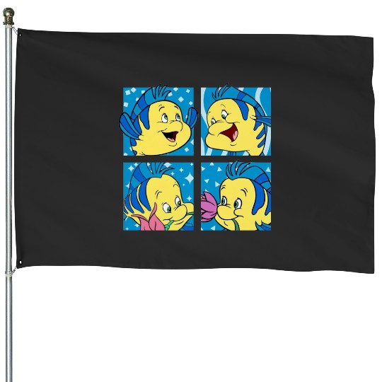 Cute Flounder Portrait House Flags, Disney The Little Mermaid House Flags