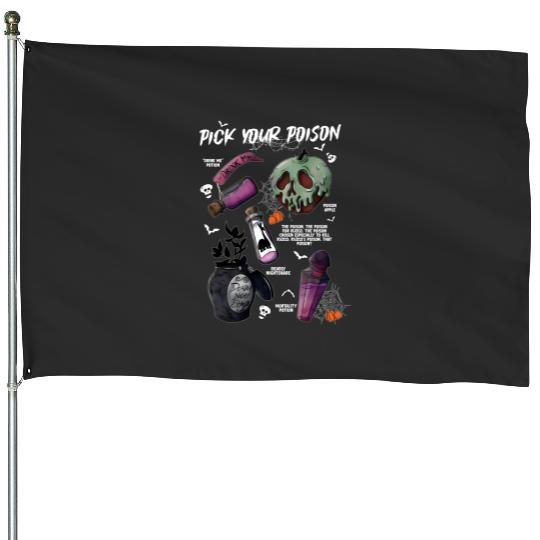 Vintage Disney Pick Your Poison  House Flags, Disney Halloween House Flags, Disney Villains Poison House Flags, Disney Halloween Matching House Flags