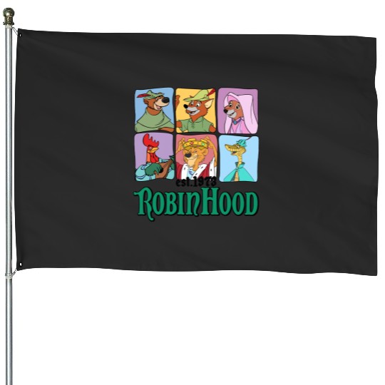 Retro Disney Robin Hood Characters Est. 1973 House Flags