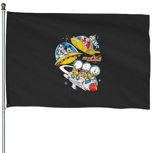 Vintage Space Mountain House Flags, Mickey Astronaut House Flags, Tomorrowland House Flags, Disney Family Vacation House Flags