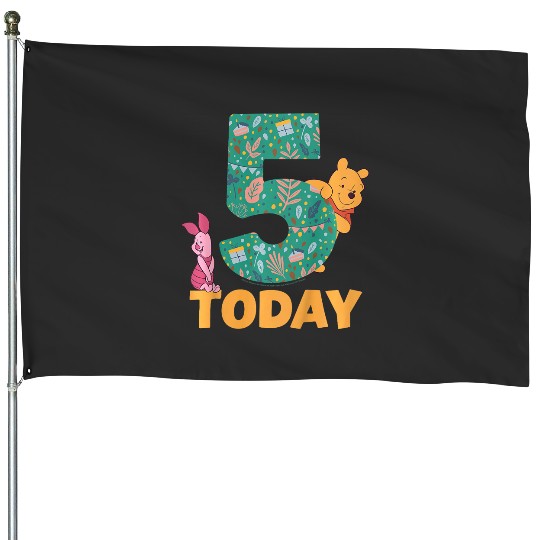 Kids Disney Winnie the Pooh Piglet Birthday 5 Years Old Today House Flags