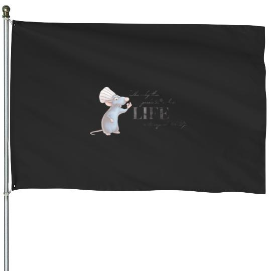 Disney 100 and Pixars's Ratatouille Remy Unpredictable Life House Flags