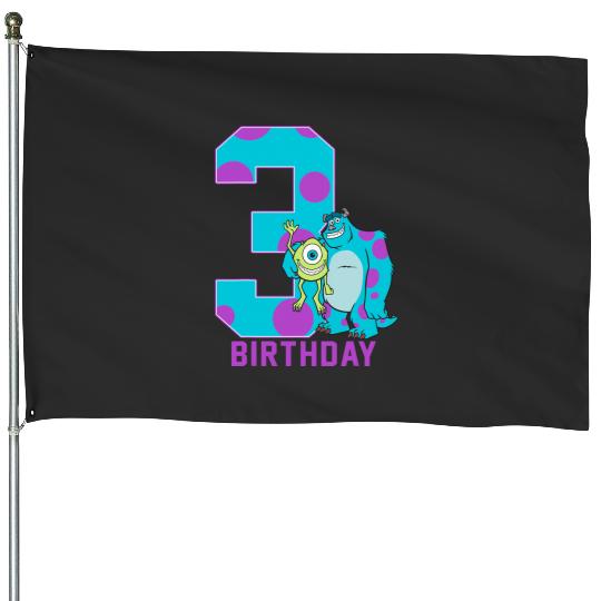 Disney Pixars Monsters Inc. Mike and Sully 3rd Birthday House Flags