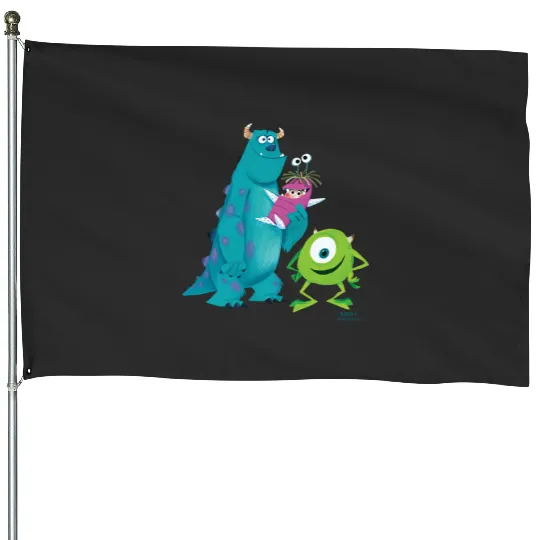 Disney Pixars Monsters Inc. Sulley Mike Boo Concept Art House Flags