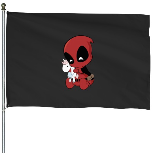 Deadpool With Unicorn House Flags, Marvel Family Party Gift, Disneyland Family Unisex Adult House Flags