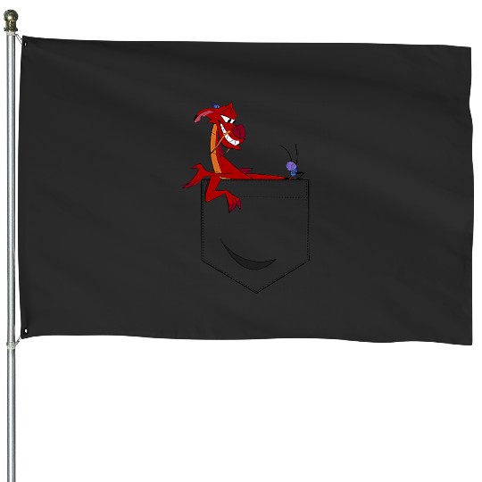 Disney Mulan Mushu Left Chest Pocket Graphic House Flags