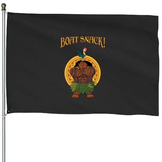 Funny Maui And Hei Hei Boat Snack Retro House Flags, Disney Moana