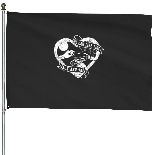 We Can Live Like Jack and Sally House Flags, Disney Love Couple House Flags, Nightmare Before Christmas Jack and Sally