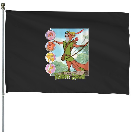 Womens Disney Robin Hood Classic Disney Film Retro V-Neck House Flags