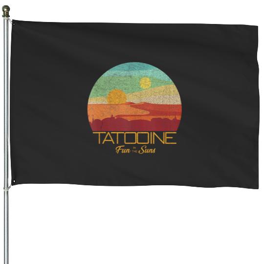 Star Warss Tatooine Postcard Fun in the Sun Vintages Disney House Flags