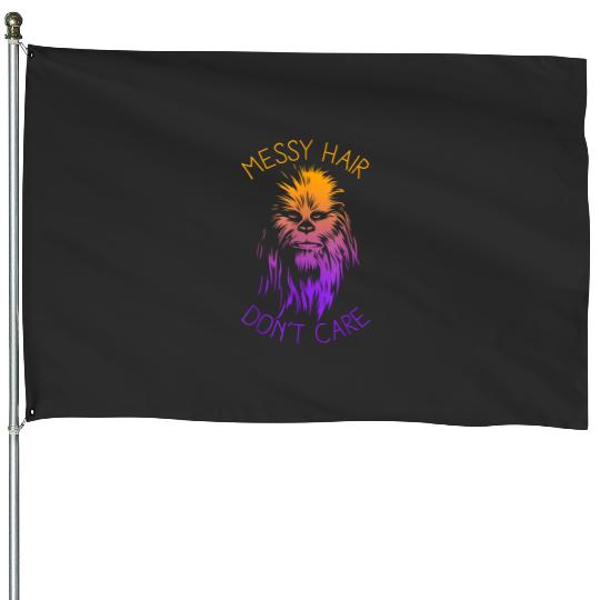 Chewbacca Messy Hair Don't Care Disney+ T-Shirt House Flags