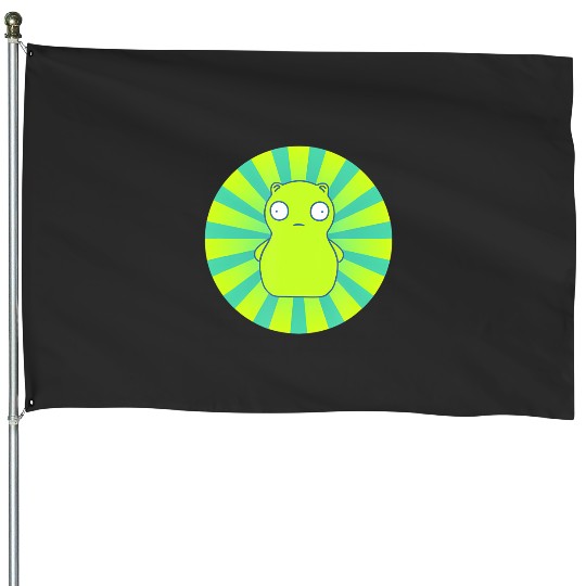 bobs burgers kuchi kopi lime green hypno wheel House Flags