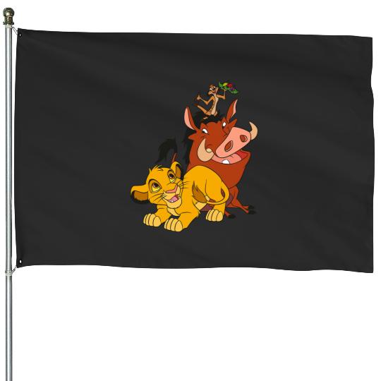 Disney The Lion King Young Simba Timon and Pumbaa House Flags
