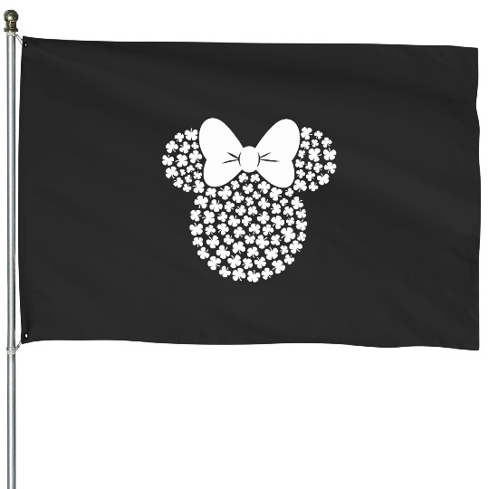 Disney Minnie Mouse Icon White Shamrocks St. Patricks Day House Flags