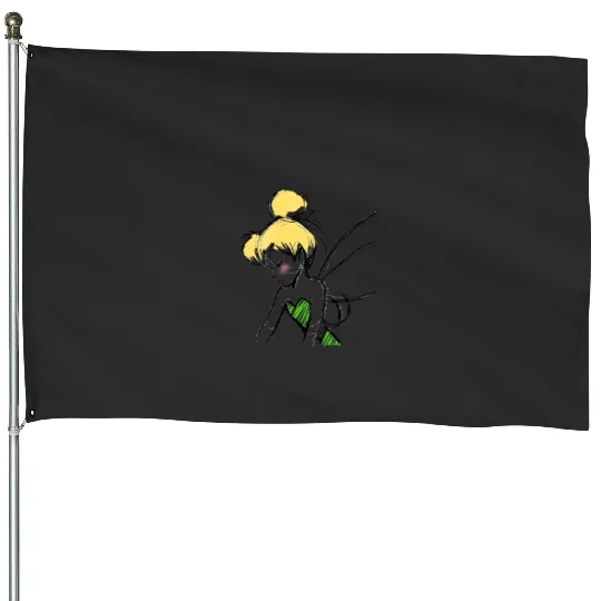 Womens Disney Peter Pan Tinker Bell Sketch Profile V-Neck T-Shirt House Flags