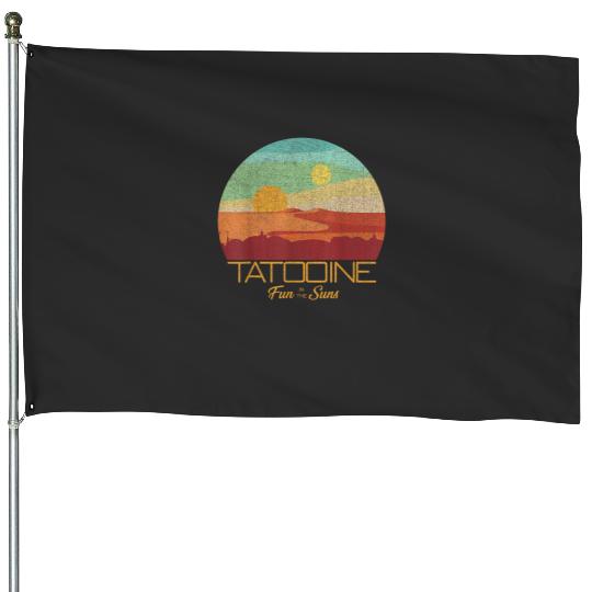 Tatooine Postcard Fun in the Sun Disney+ T-Shirt House Flags