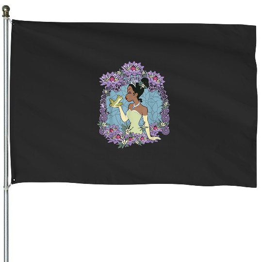 Disney Princess And The Frog Tiana Floral Frame Portrait T-Shirt House Flags
