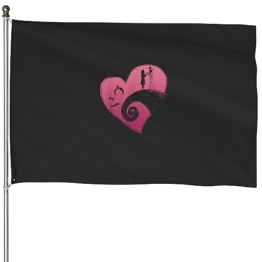 Disney The Nightmare Before Christmas Jack and Sally Heart T-Shirt House Flags