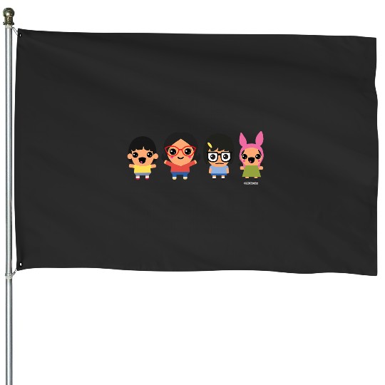 Bobs Burgers Chibi Kawaii Linda Gene Tina and Louise House Flags
