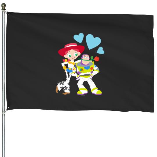 Disney and Pixars Toy Story Buzz and Jessie Valentines Day House Flags