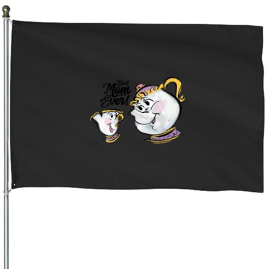 Womens Disney Beauty and the Beast Chip Mrs. Potts Best Mom Ever VNeck House Flags