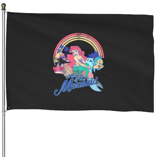 Disney Little Mermaid Pastel Rainbow Retro Premium Premium House Flags