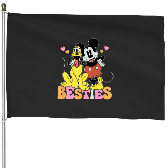 Disney Mickey Mouse Pluto Besties BFF Best Friends Valentine House Flags