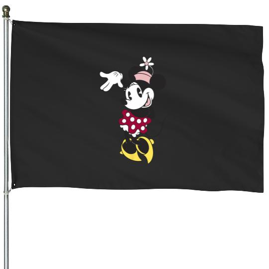 Disney Minnie Mouse Waving Pose Cute Flower Hat Portrait House Flags