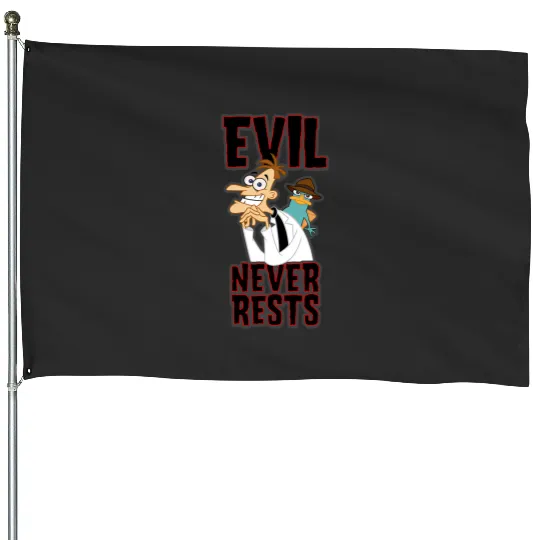 Disney Phineas And Ferb Evil Never Rests Agent P VS Dr. D House Flags