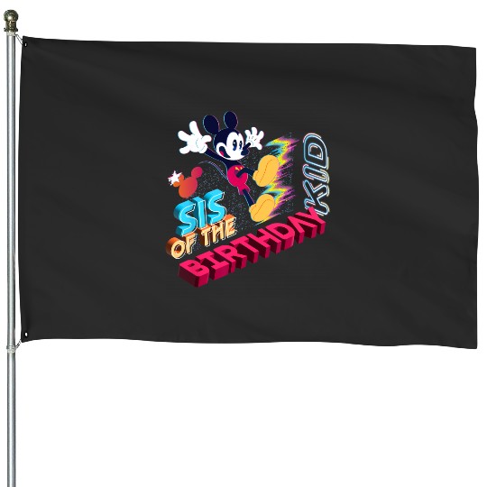 Disney Mickey Mouse Family Star Sis of the Birthday Kid House Flags