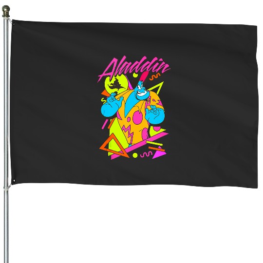 Disney Aladdin Genie 90s Style Neon Portrait House Flags