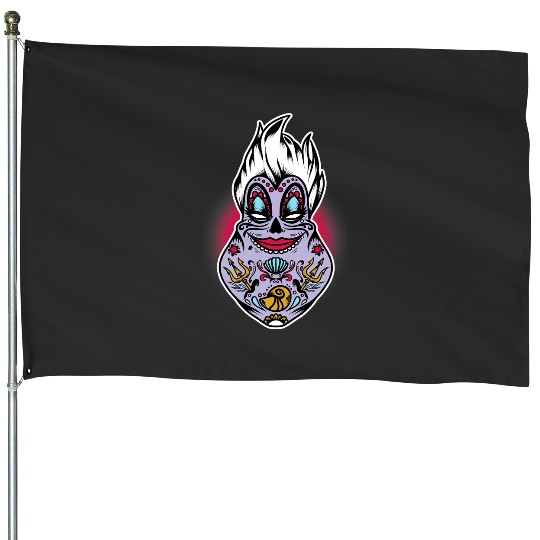 Disney Villains Halloween Ursula Sugar Skull House Flags