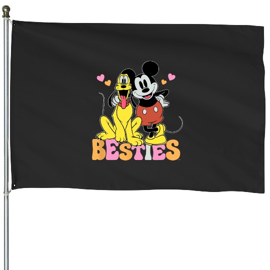 Disney Mickey Mouse Pluto Besties BFF Best Friends Valentine House Flags