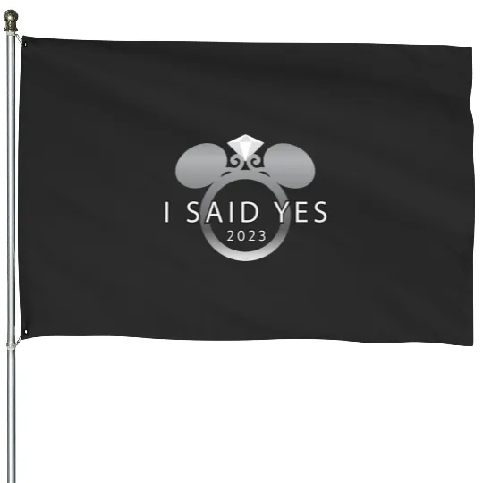 Disney I Said Yes 2023 Engagement Ring Proposal Mickey House Flags