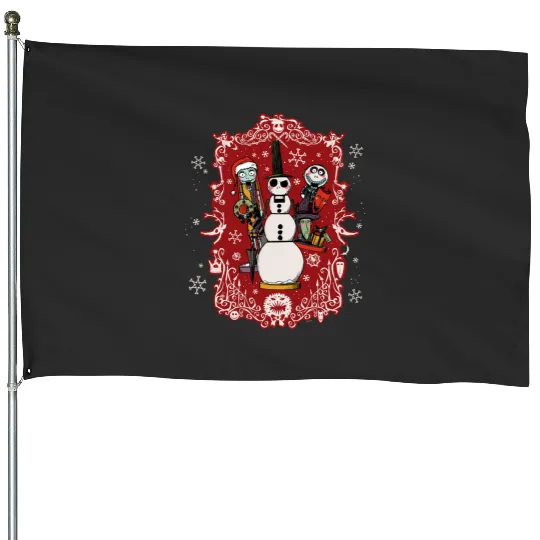 Disney Nightmare Before Christmas Jack Snowman Nutcracker House Flags